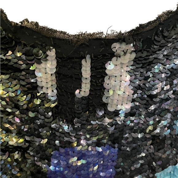 Sequin All Over Multi Color Top, Pull Over with Stretch Med - Picture 9 of 11